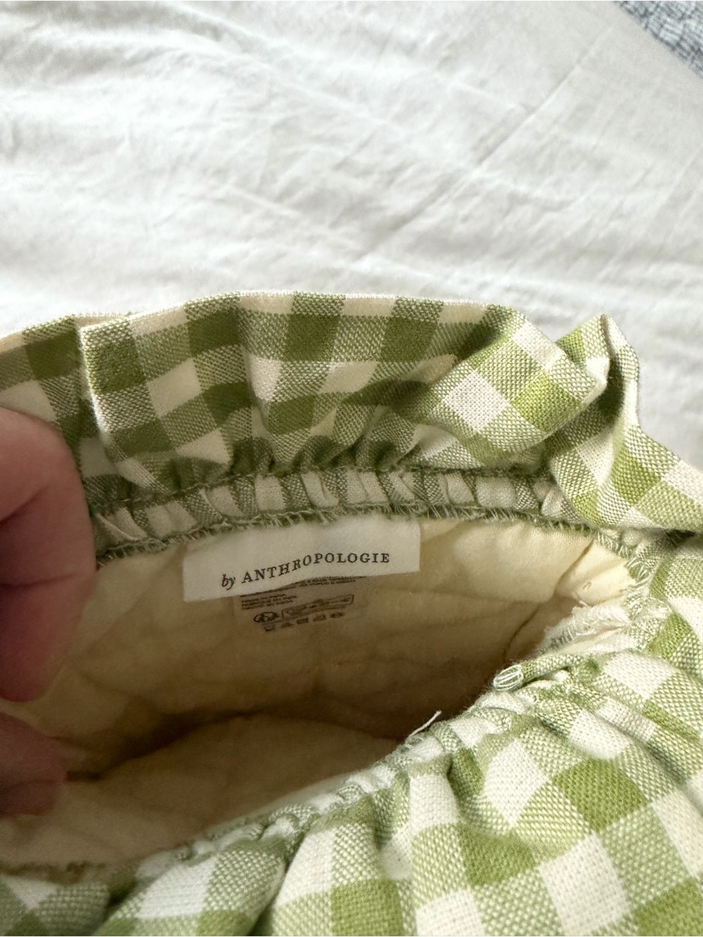 Anthropologie Green Gingham Ruffle Oven Mitt - Picture 3 of 4